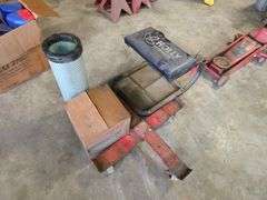 Mechanics Seat and Barrel Holder on Wheels with Misc Air Filters