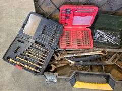 Toolbox with Drill Bits, Smaller Sockets and Misc Tools