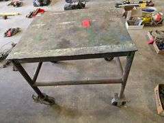 Steel Bench, 32” x 36” x 32” High on Caster Wheels with Locks on 2 of the Wheels