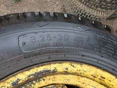 (2) 8.25 x 20 Tires on 6 Bolt Rims