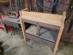 Singer Sewing Machine, Stand and Misc Wood Shelf