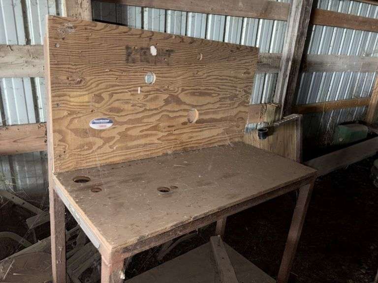 Steel Shop Cart, on Castor Wheels, Wood Top and Back,4’ Widex2’ deep, 5.5’ Tall