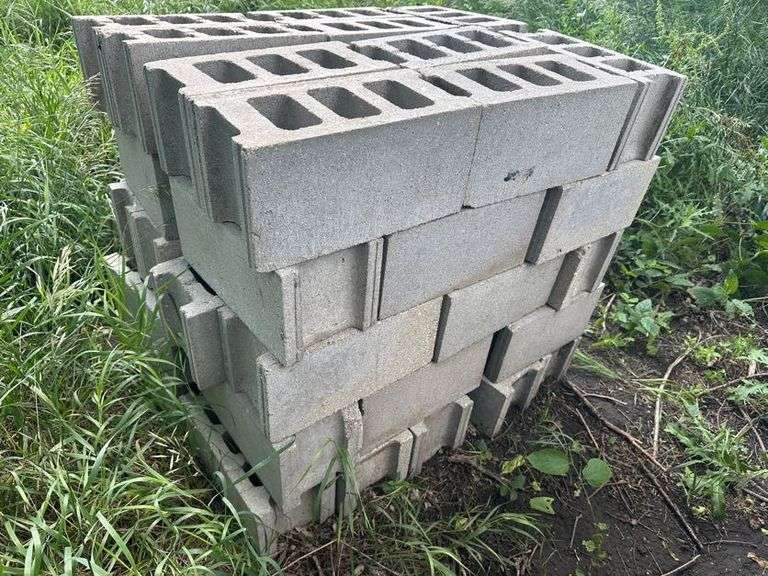 Stack of 50 Cement Blocks, 16” Long, 7.5” x 7.5” (1), Buying All for One Money