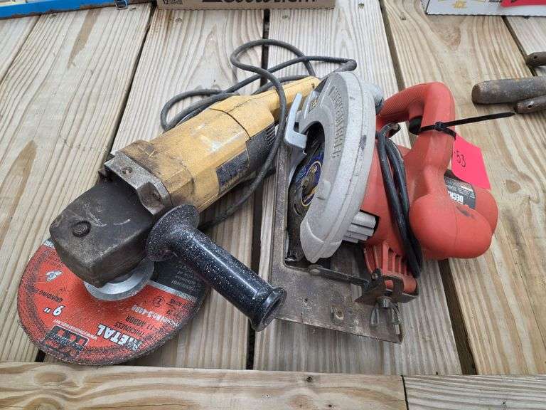 Black and Decker 7 ¼” Saw, and Dewalt DW747 7” Angle Grinder