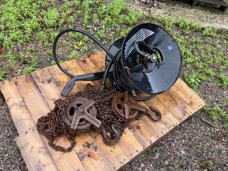 Hose Reel, with pressure washer hose; Chain Hoist