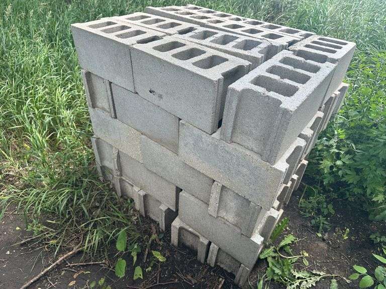 Stack of 50 Cement Blocks, 16” Long, 7.5” x 7.5” (1), Buying All for One Money