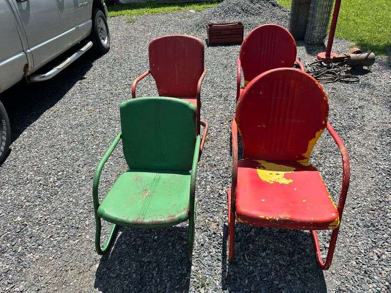 4 Steel Lawn Chairs, Buying All for One Money