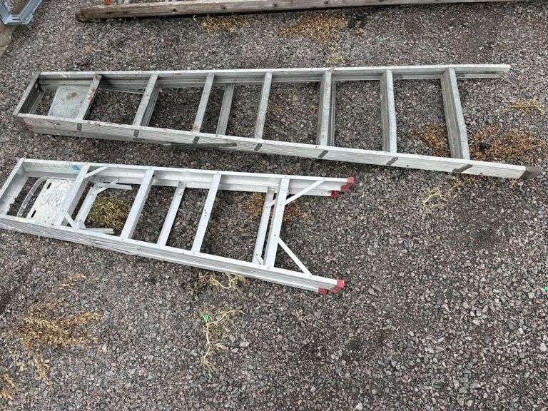 (2) Aluminum folding stepladders, 8’, 5’, Buying All for One Money
