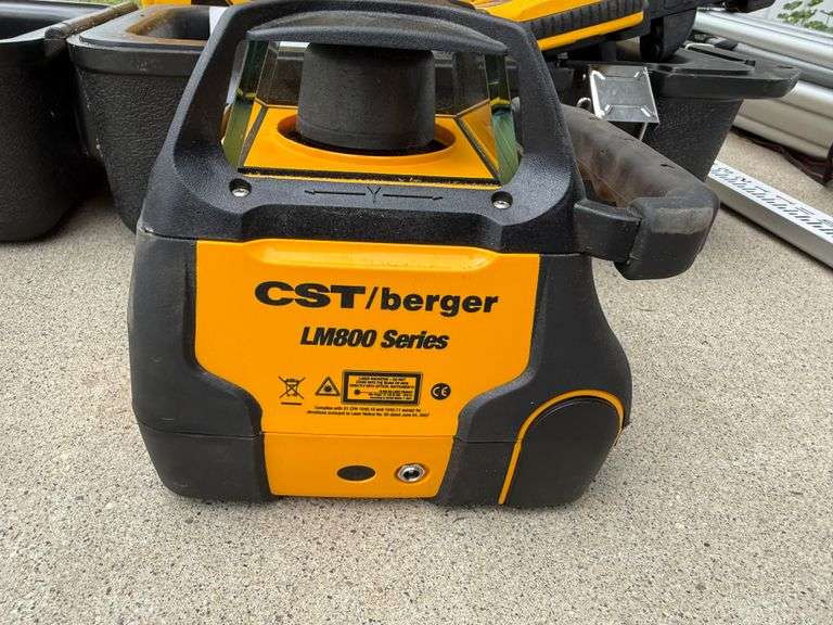 Complete Electronic Self Leveling Rotary Laser with tripod, grade stick, rotary beacon and charger, 
