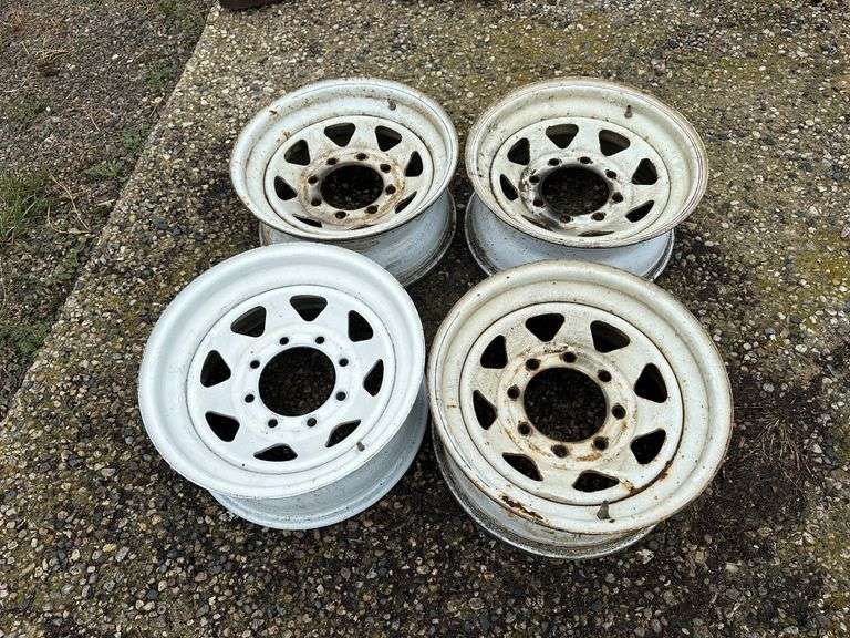 (4) 8 Bolt Spoked Trailer Rims, Buying All for One Money