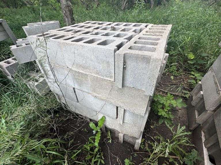 Stack of 50 Cement Blocks, 16” Long, 7.5” x 7.5” (3), Buying All for One Money