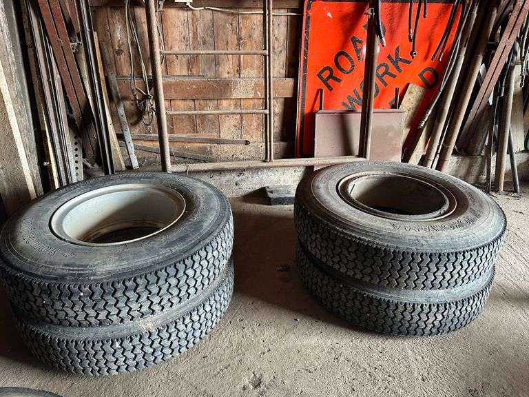 (4) 10:00 x 20 Yokohama Tires on Dayton Rims – 1, Buying All for One Money