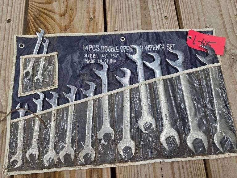 14 Pieces Double Open End Wrench Set, 7/16” – 1 ¼”, Mostly Complete