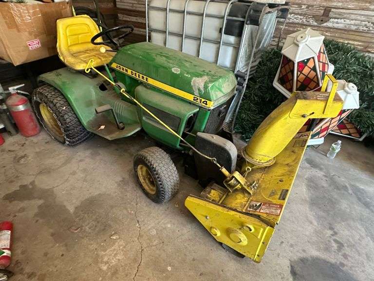 John Deere 214 Lawn and Garden Tractor with 42” Deck and 38” Front Mounted Snowblower, Will Have New