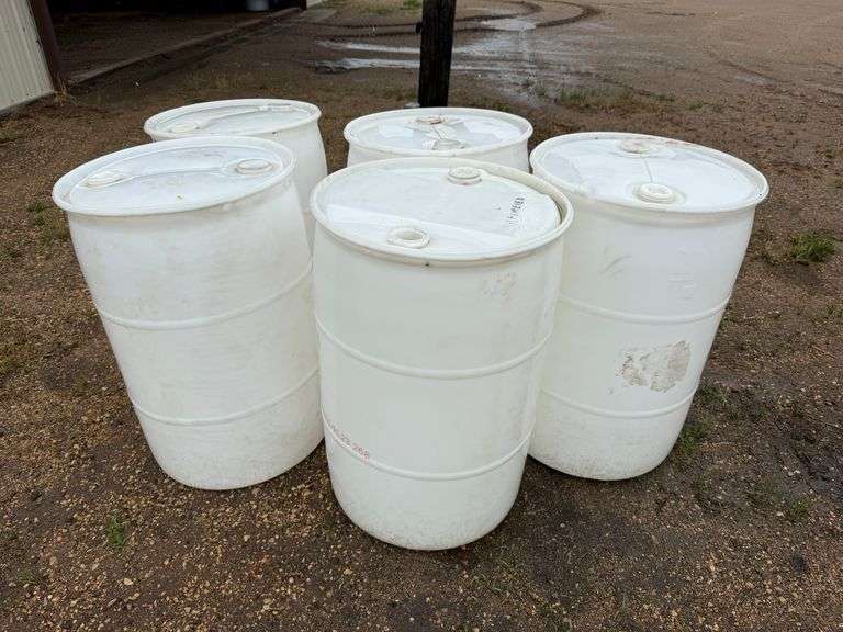 (5) Plastic 50 Gallon Barrells, Buying All for One Money