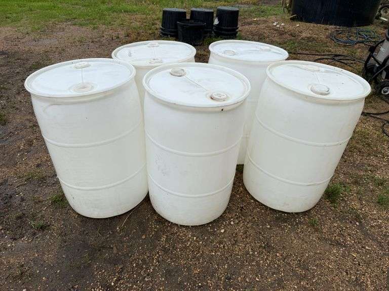 (5) Plastic 50 Gallon Barrells, Buying All for One Money