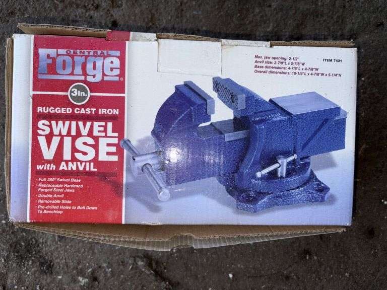 Central Forge 3” Swivel Vise With Anvil, NIB