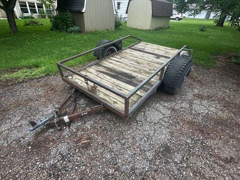 2 Wheel Trailer, 5’ x 9’, Tilt Bed, 5 Bolt Hubs, Lights, Lifetime License (No Title)