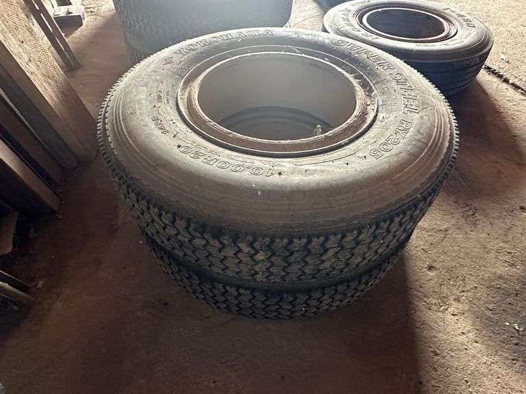 (2) 10:00 x20 Yokohama Tires on Dayton Rims – 2, Buying All for One Money