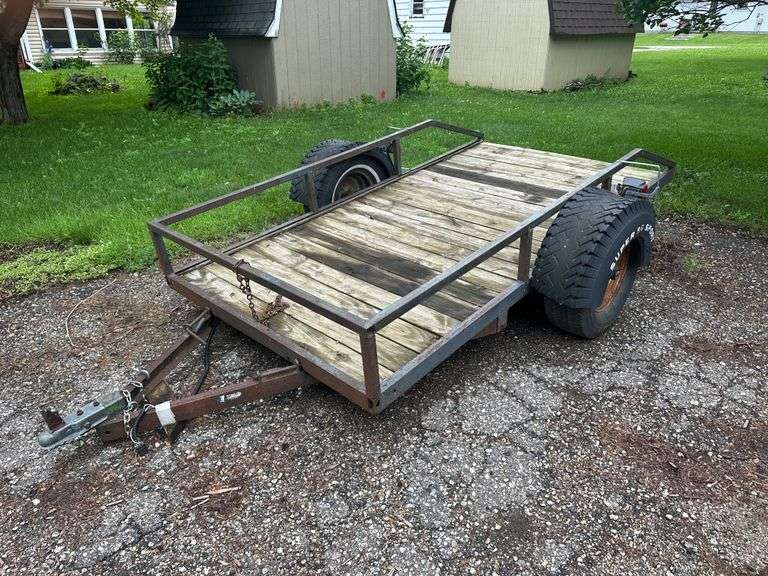 2 Wheel Trailer, 5’ x 9’, Tilt Bed, 5 Bolt Hubs, Lights, Lifetime License (No Title)