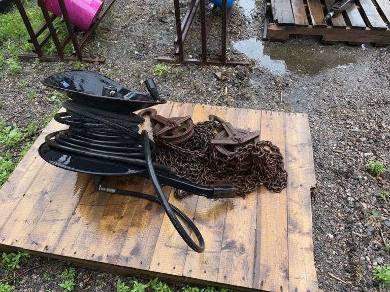 Hose Reel, with pressure washer hose; Chain Hoist