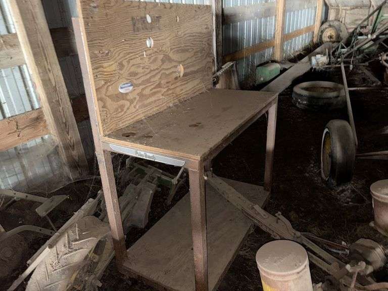 Steel Shop Cart, on Castor Wheels, Wood Top and Back,4’ Widex2’ deep, 5.5’ Tall