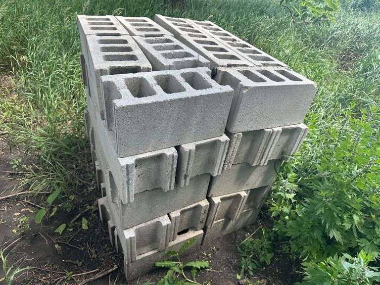 Stack of 50 Cement Blocks, 16” Long, 7.5” x 7.5” (1), Buying All for One Money