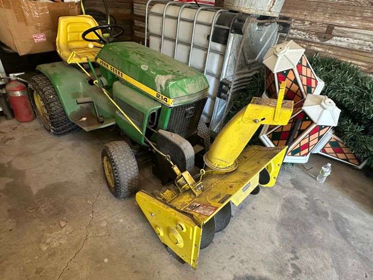 John Deere 214 Lawn and Garden Tractor with 42” Deck and 38” Front Mounted Snowblower, Will Have New