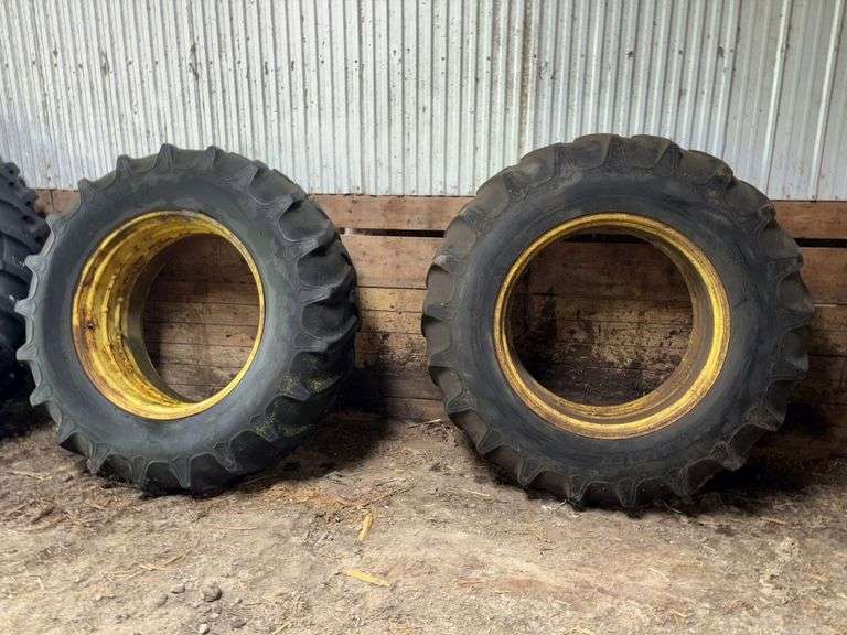 (2) Coop AgriFab Master 20.8-38 Tires, on double bevel rims