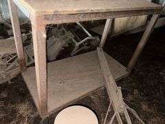 Steel Shop Cart, on Castor Wheels, Wood Top and Back,4’ Widex2’ deep, 5.5’ Tall