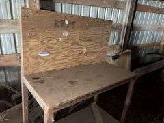 Steel Shop Cart, on Castor Wheels, Wood Top and Back,4’ Widex2’ deep, 5.5’ Tall