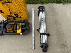 Complete Electronic Self Leveling Rotary Laser with tripod, grade stick, rotary beacon and charger, 