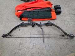 2 Compound Bows, Range Finder, 2 Med/Small Blaze Orange Jackets, 2 Hats and 1 Reversible Vest