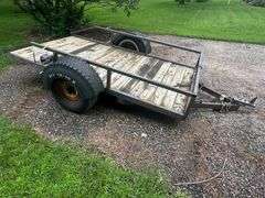 2 Wheel Trailer, 5’ x 9’, Tilt Bed, 5 Bolt Hubs, Lights, Lifetime License (No Title)