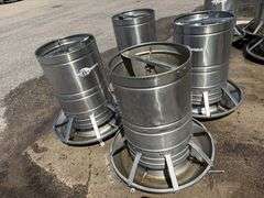 (4) PAX Round Stainless Steel Pig Feeders, 37” Tall
