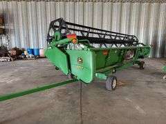 2001 John Deere 925F 25’ Flexhead with Unverferth Head Trailer, Full Finger Reel, SN: H00925F691586.