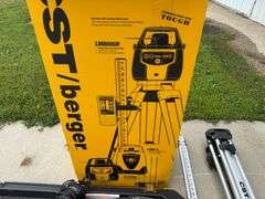 Complete Electronic Self Leveling Rotary Laser with tripod, grade stick, rotary beacon and charger, 