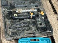 John Deere Grease Gun (Might Need Battery or Charger), Makita Drill and Charger, Battery is Good
