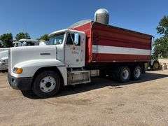 1989 Freightliner Semi, 766,000 Miles, 9 Speed Transmission, 19’ Steel Box, Roll Tarp, 855 Cummins @
