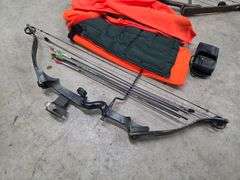 2 Compound Bows, Range Finder, 2 Med/Small Blaze Orange Jackets, 2 Hats and 1 Reversible Vest