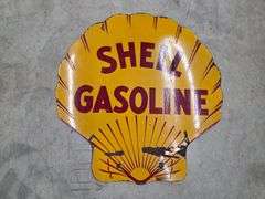 Shell Gasoline Double Sided Porcelain Sign, Approx 24” x 24”