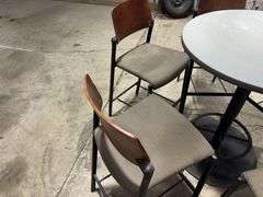 Mancave High Top Table, 36” Dia, 42” Tall, Metal Base, with (6) Chairs
