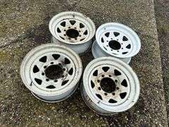 (4) 8 Bolt Spoked Trailer Rims, Buying All for One Money