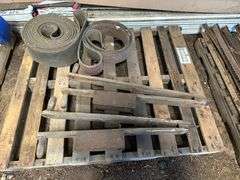 (2) Hand Potato Planters, Misc Belting, Buying All for One Money