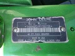 2014 John Deere 640FD 40’ Flex Draper, Flip Reel, Dual Knife Drive, Poly Tine Pickup Reel, Comes wit
