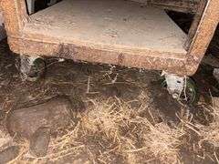Steel Shop Cart, on Castor Wheels, Wood Top and Back,4’ Widex2’ deep, 5.5’ Tall