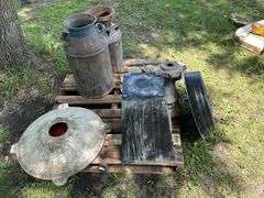 2 Cream Cans and Bird Bath Cement Molds, Buying All for One Money