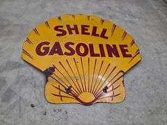Shell Gasoline Double Sided Porcelain Sign, Approx 24” x 24”