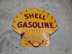 Shell Gasoline Double Sided Porcelain Sign, Approx 24” x 24”