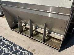 (4) Double Sided Stainless Steel Wet/Dry Pig Feeders, 57” Long